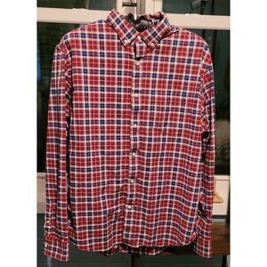 Old Navy Red & Blue Plaid Button-Down‎ Slim Fit XL Long Sleeve Shirt